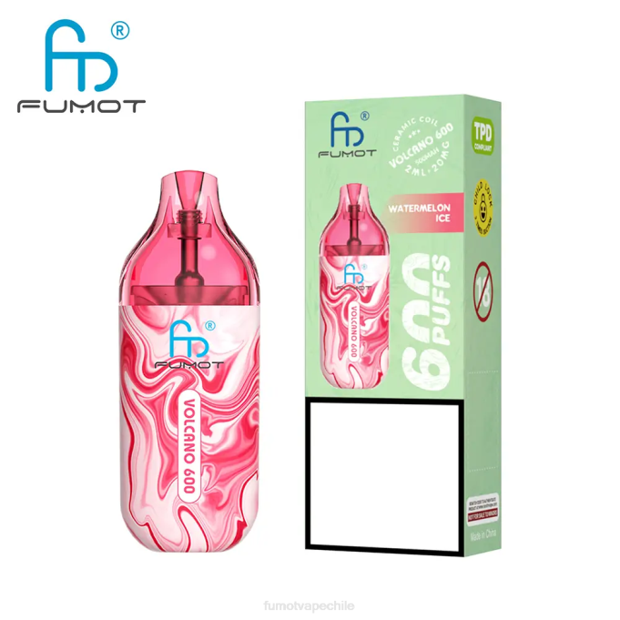 Fumot Volcano Vape desechable compatible con 600 tpd - 2 ml (juego de 3 piezas) 408J301 | Fumot Vape Chile menta fresca